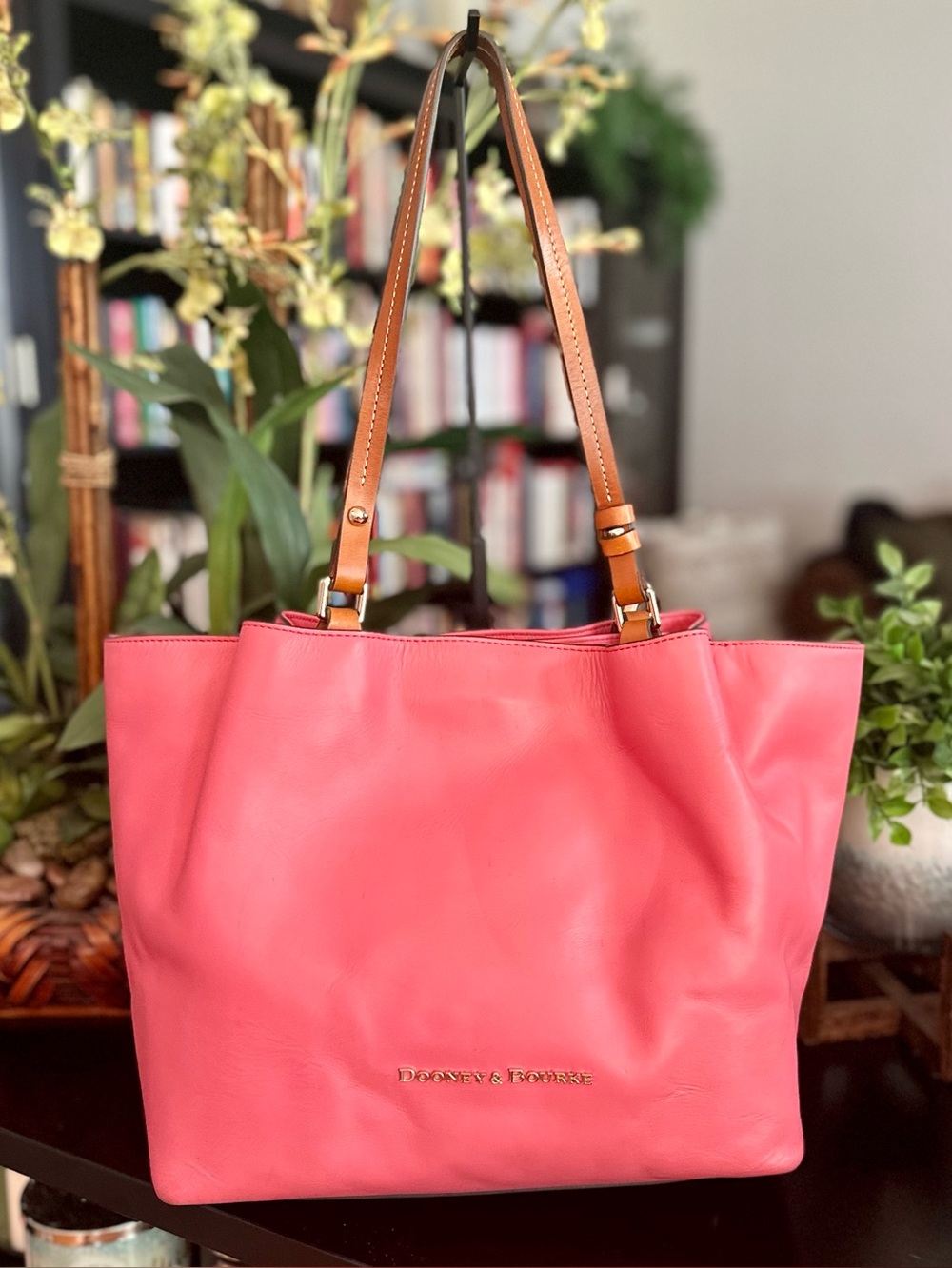 Dooney & Bourke City Flynn Leather Tote in Watermelon Pink